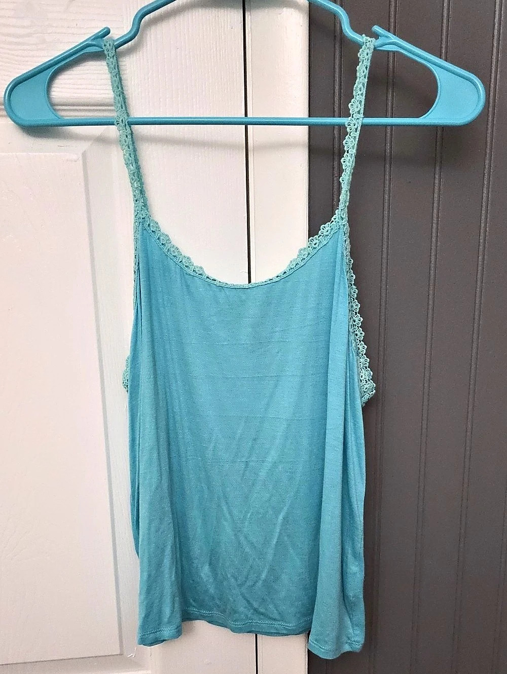 West Coast Love Lace Trim Camisole in Blue & Pink Size Medium